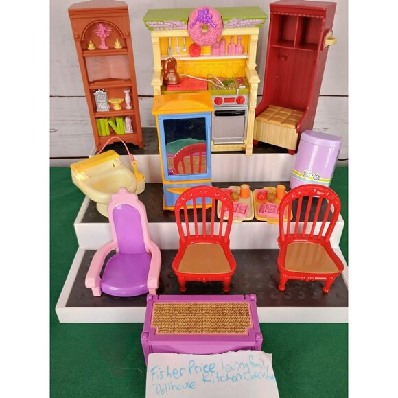 Calico Critters Sylvanian Families Kitchen Dining Table Chairs Floral Furniture - Picture 6 of 10